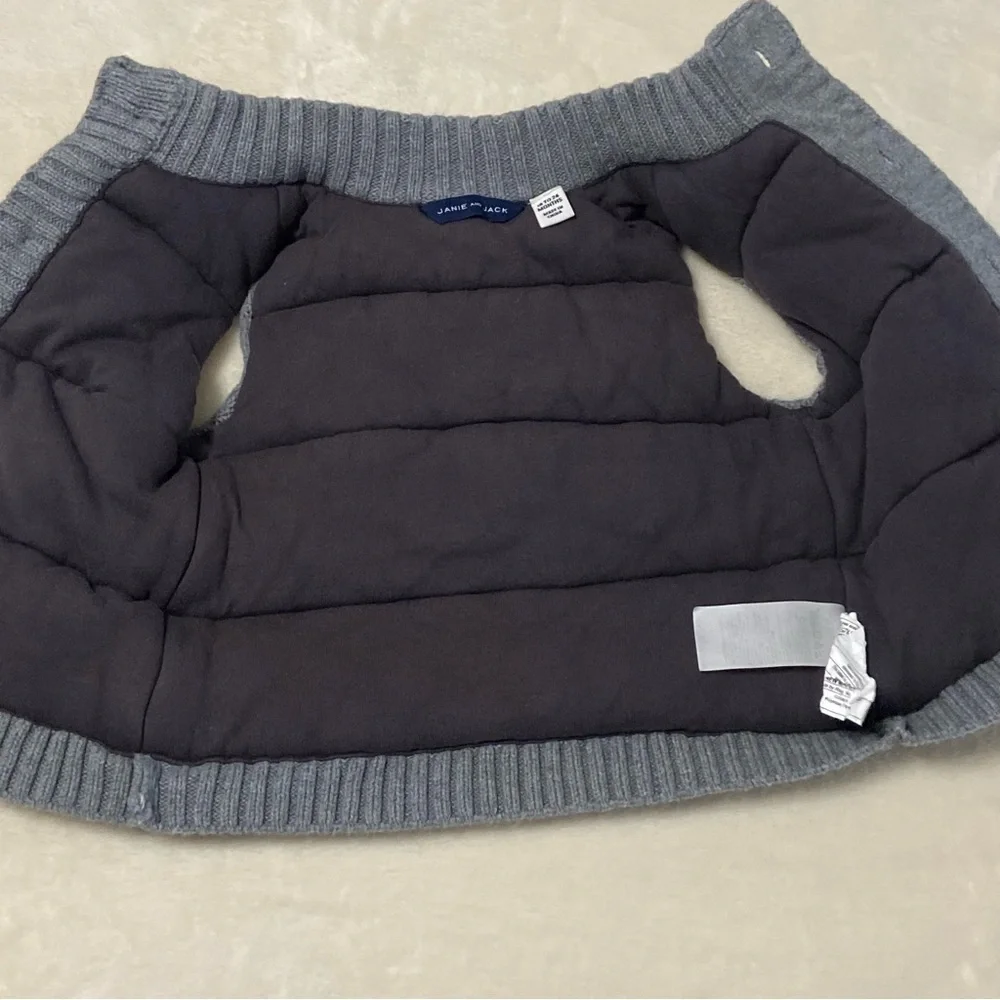 JANIE AND JACK / Gray Cable Knot Puffer Vest Size 18-24 months